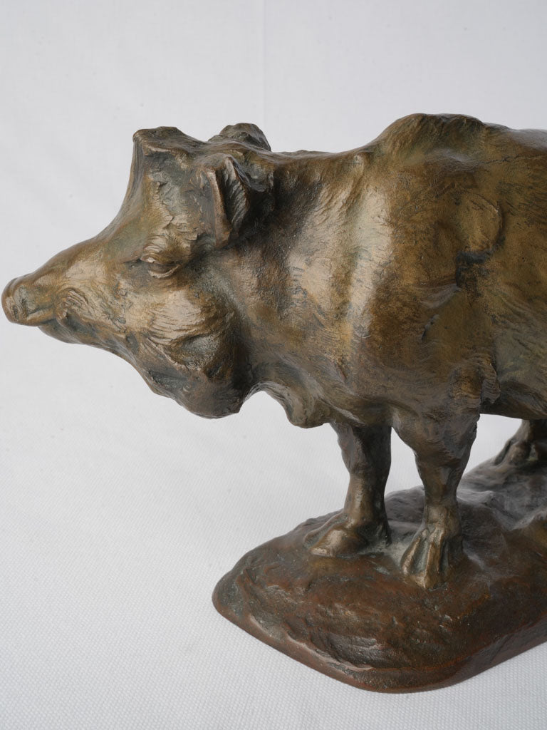 Expressive French Animalier Bronze Wild Boar c. 1900 - 8¼" x 11¾"