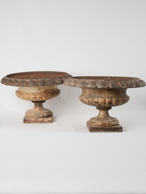 Large pair of antique Medici urns  - brown 15"