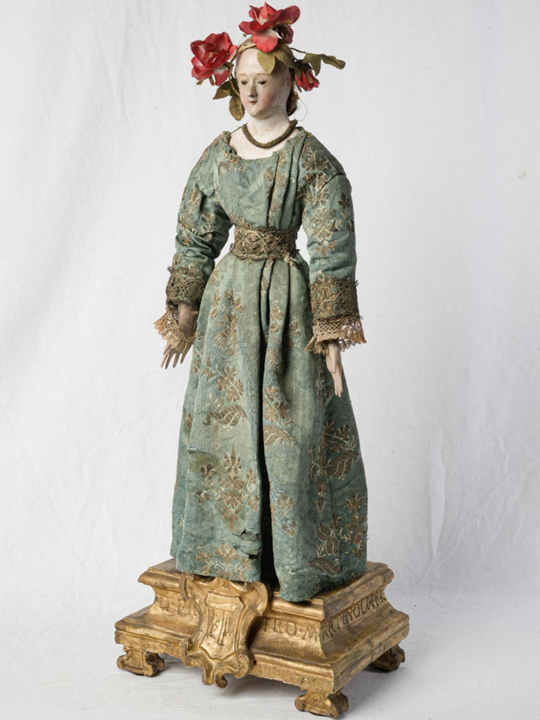 Graceful giltwood Rococo base statue