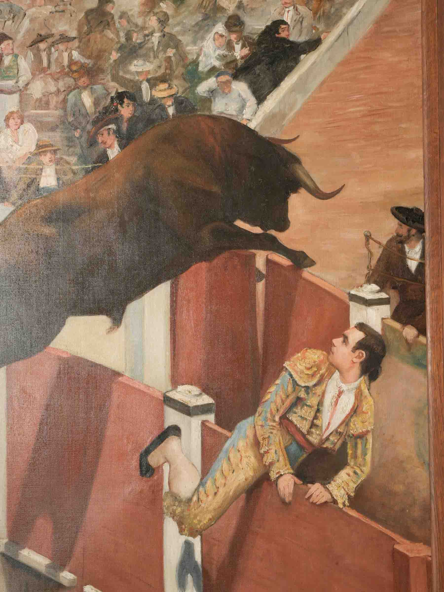 Dramatic Bullfight Scene Signed & Dated Vidal 1892 - 49¼" x 40½"