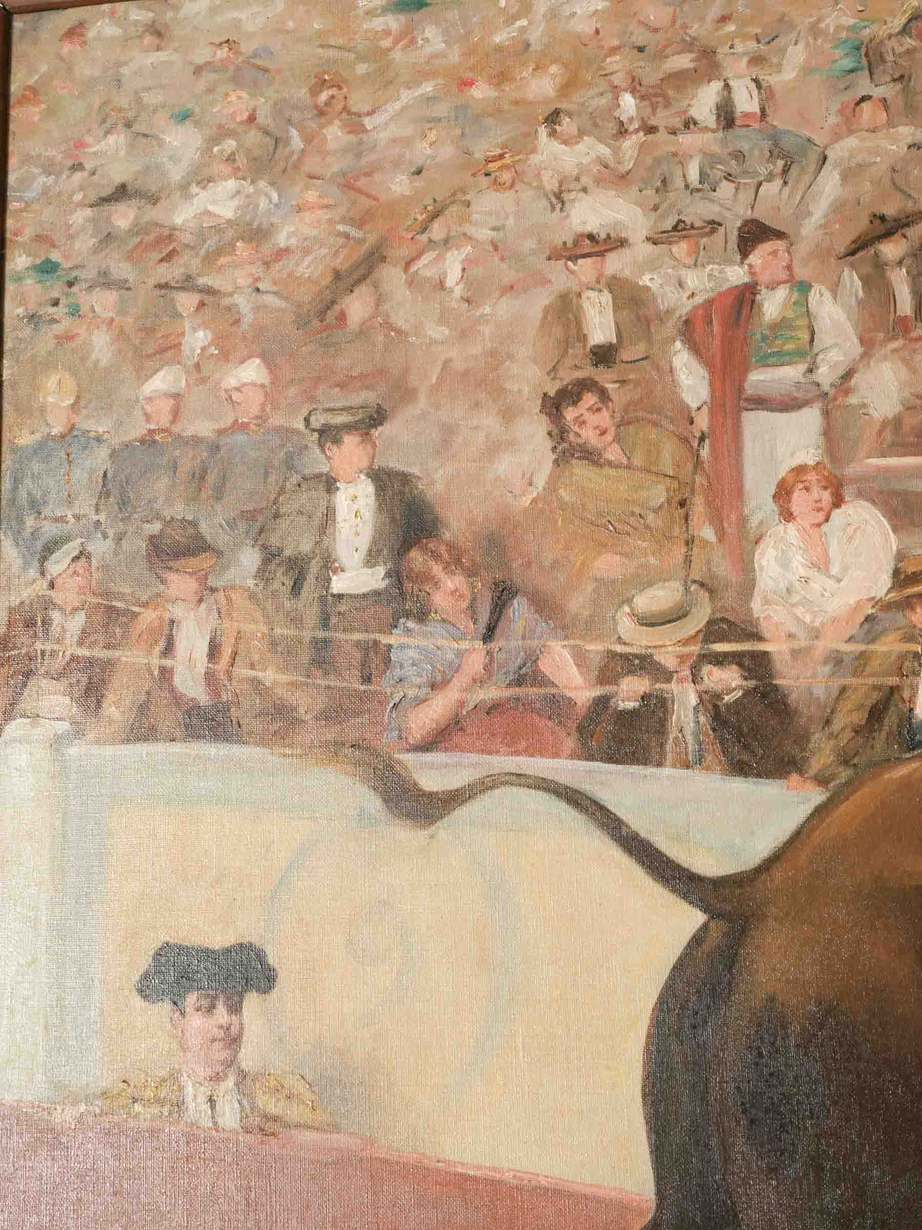 Dramatic Bullfight Scene Signed & Dated Vidal 1892 - 49¼" x 40½"