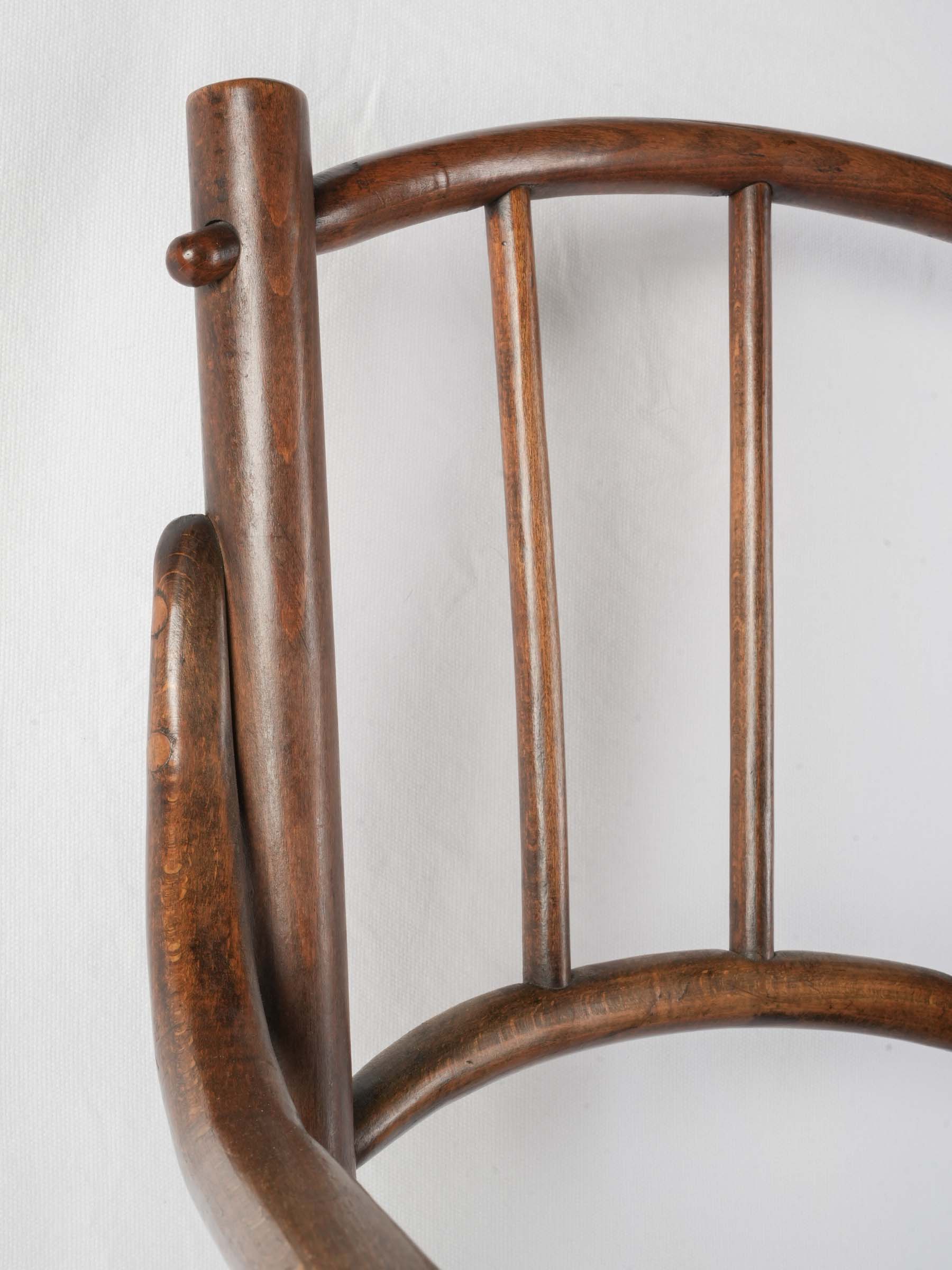 Early 20th-Century Bentwood Desk Armchair with Caned Seat