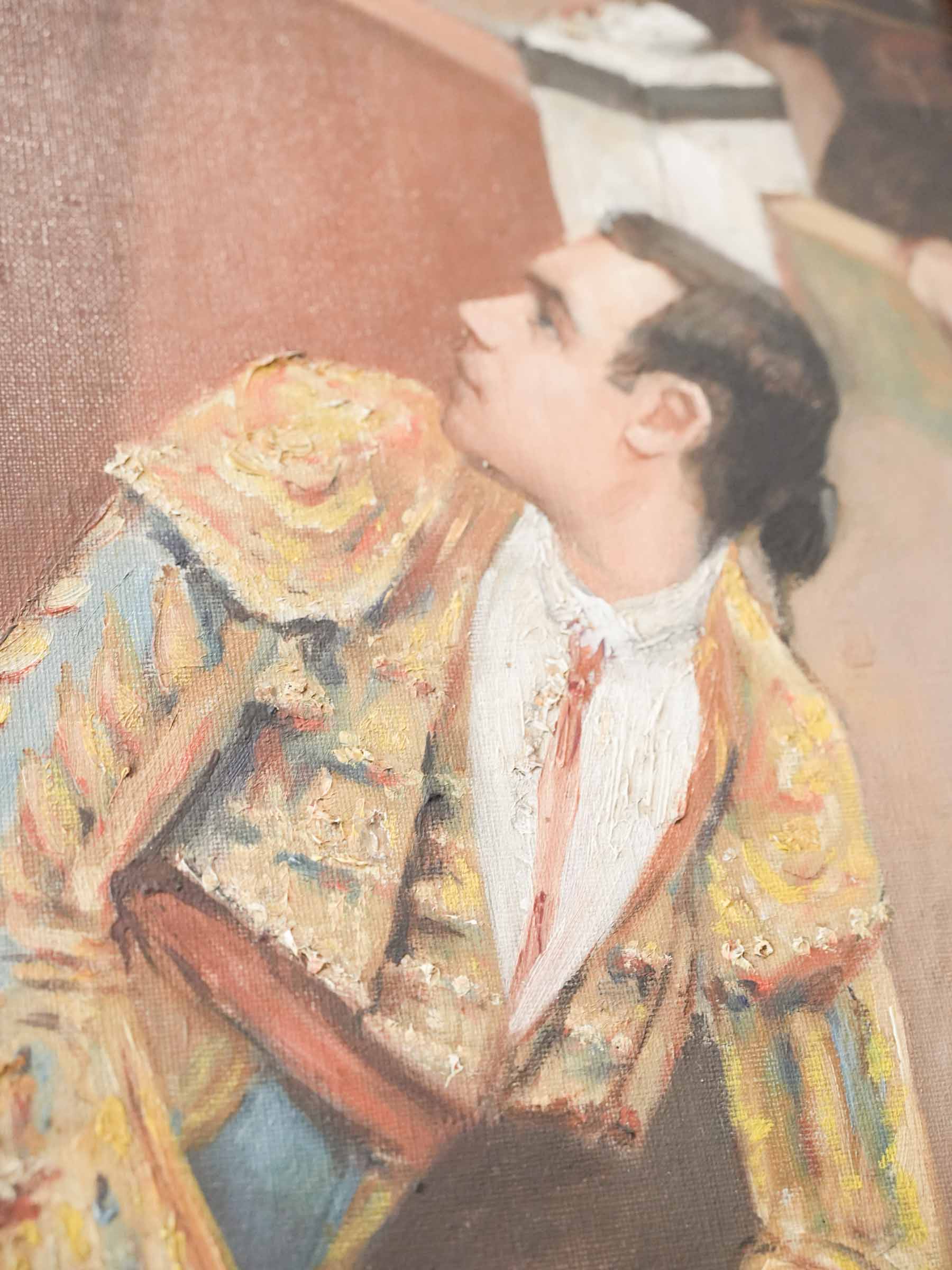 Dramatic Bullfight Scene Signed & Dated Vidal 1892 - 49¼" x 40½"