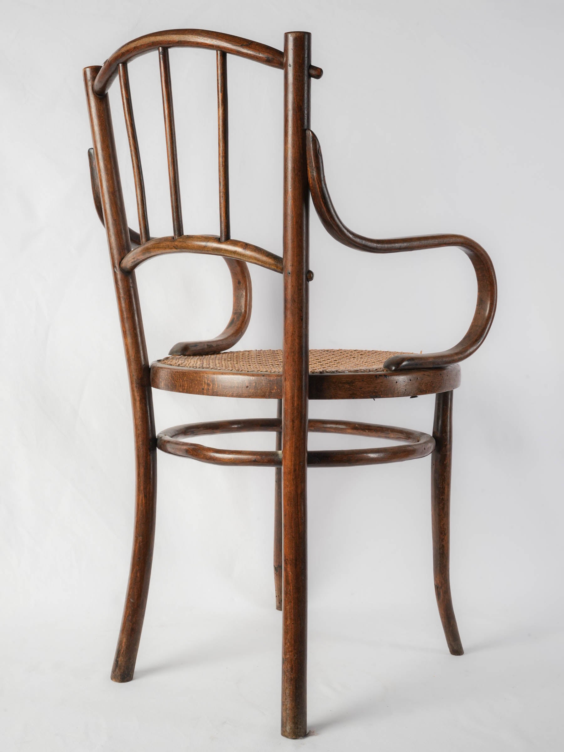 Early 20th-Century Bentwood Desk Armchair with Caned Seat