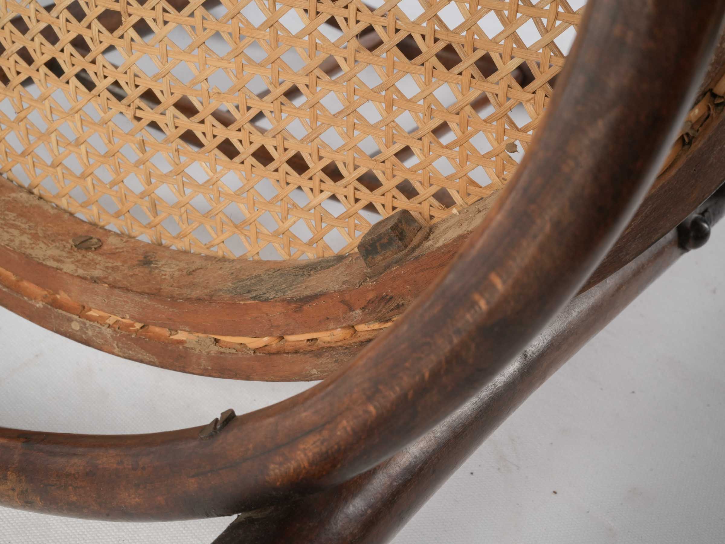 Early 20th-Century Bentwood Desk Armchair with Caned Seat
