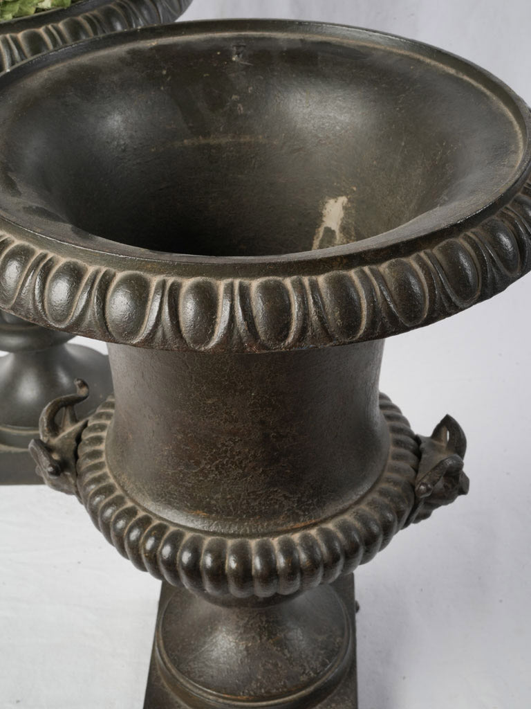 Ram’s head handle garden urns  