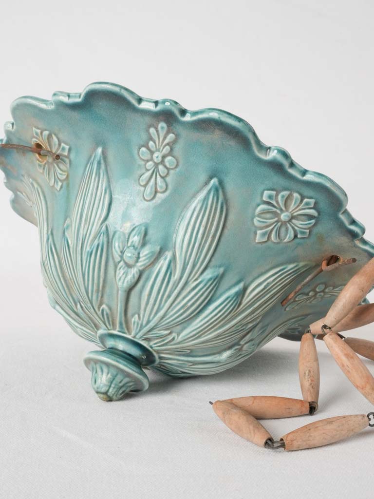turquoise hanging planter Turquoise majolica hanging flower planter 10¾"