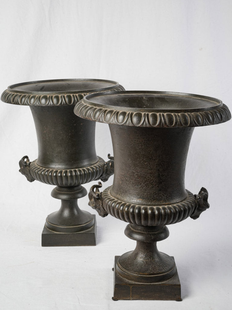 19th-century bronze-patina urns set  