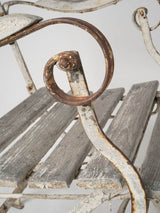 Distressed patina iron garden chairs