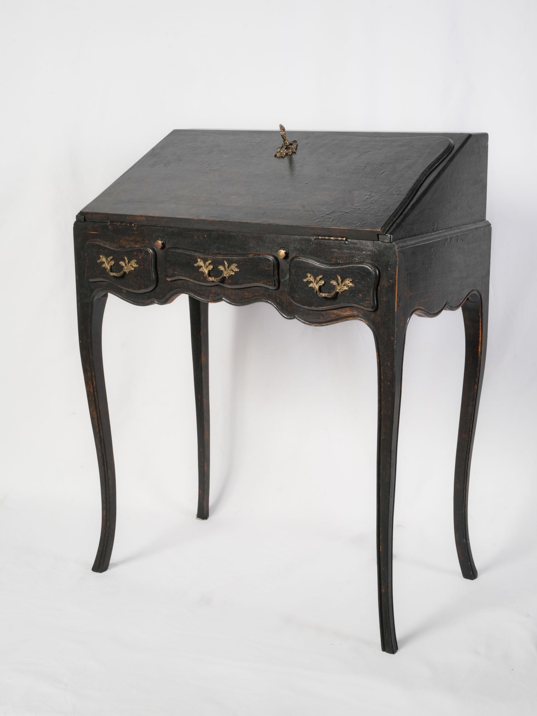 French Black-Painted Louis XV-Style Secretary Desk - 35½" x 26¾"