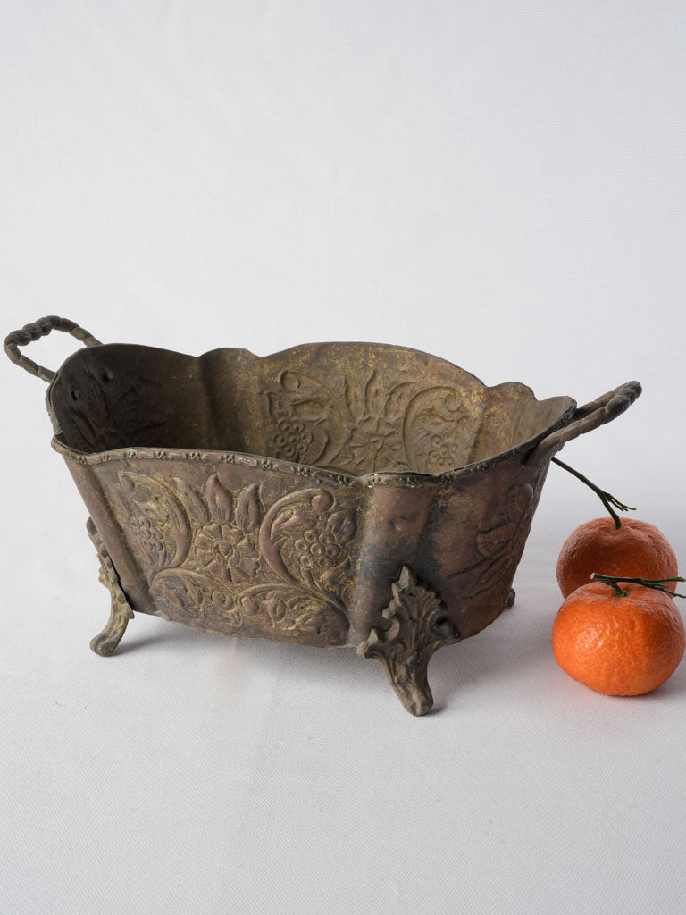 Antique brass French centerpiece jardinière