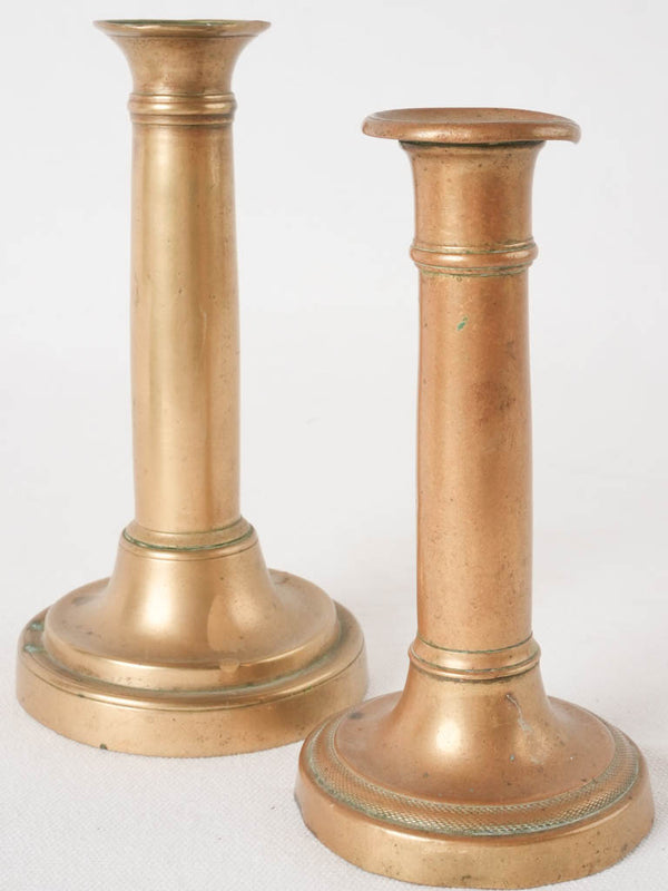 Antique brass French candlesticks pair