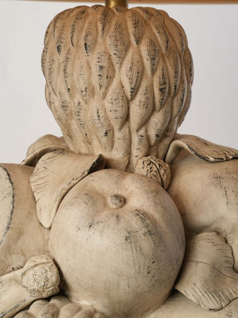 Terracotta Table Lamp by Chaumette w/ Exotic Fruit Cluster Dated 1977 - 26½"
