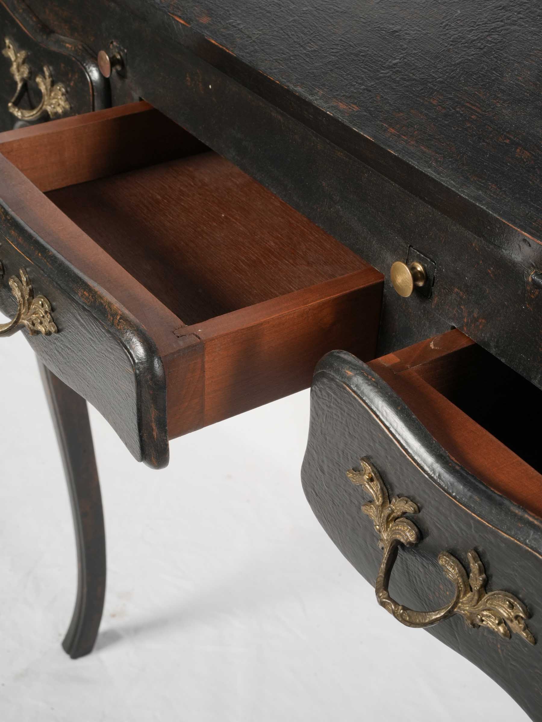 French Black-Painted Louis XV-Style Secretary Desk - 35½" x 26¾"