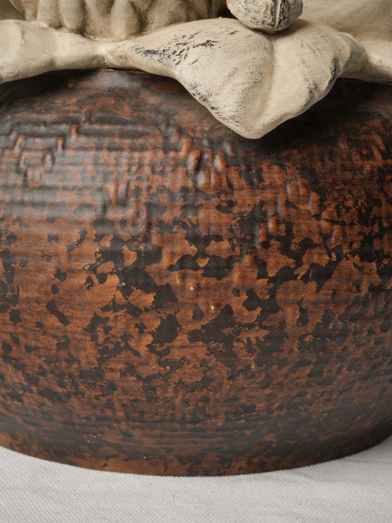 Terracotta Table Lamp by Chaumette w/ Exotic Fruit Cluster Dated 1977 - 26½"
