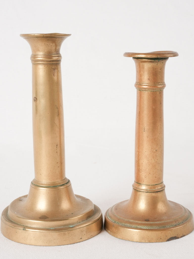 2 antique French brass candlesticks 7½"