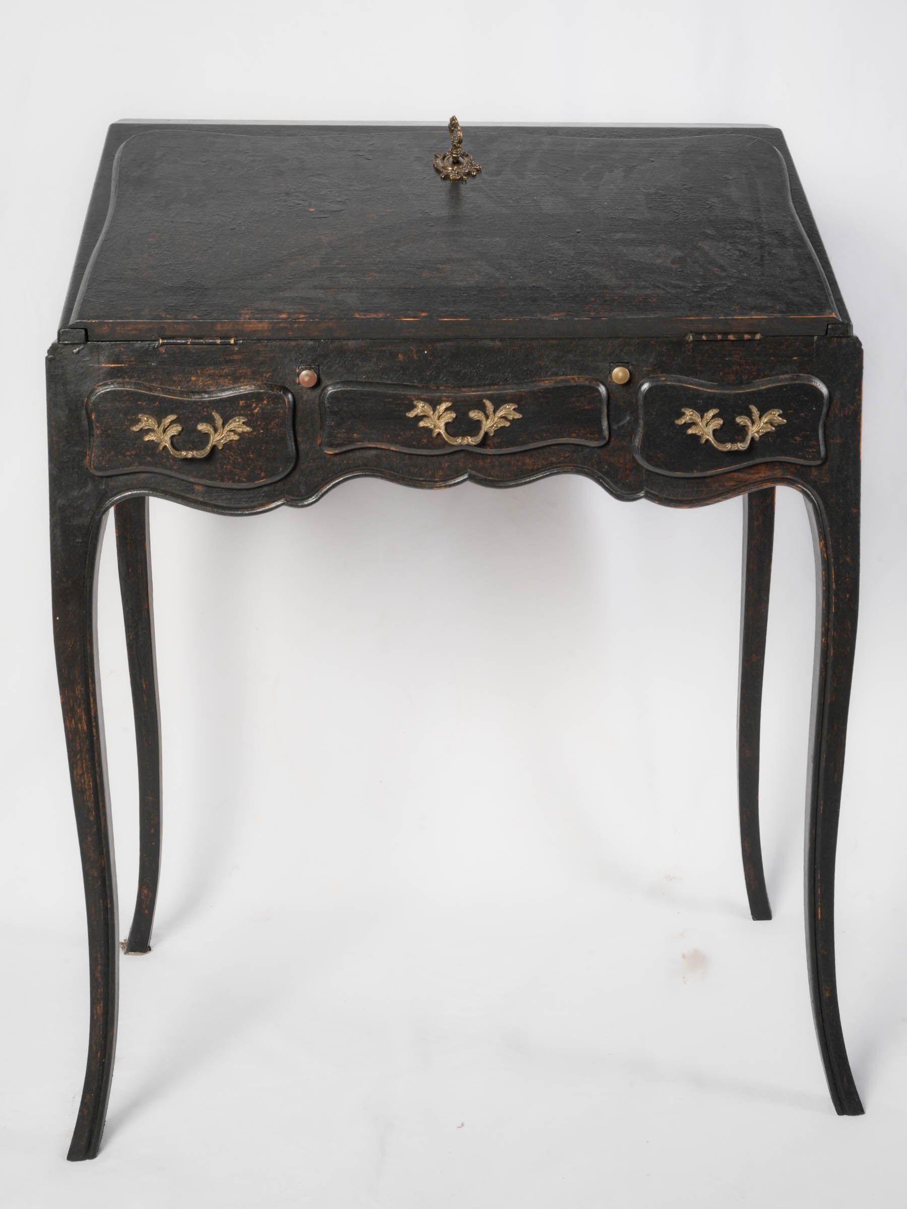 French Black-Painted Louis XV-Style Secretary Desk - 35½" x 26¾"