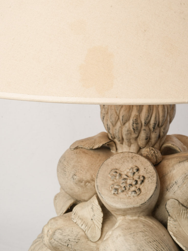 Terracotta Table Lamp by Chaumette w/ Exotic Fruit Cluster Dated 1977 - 26½"