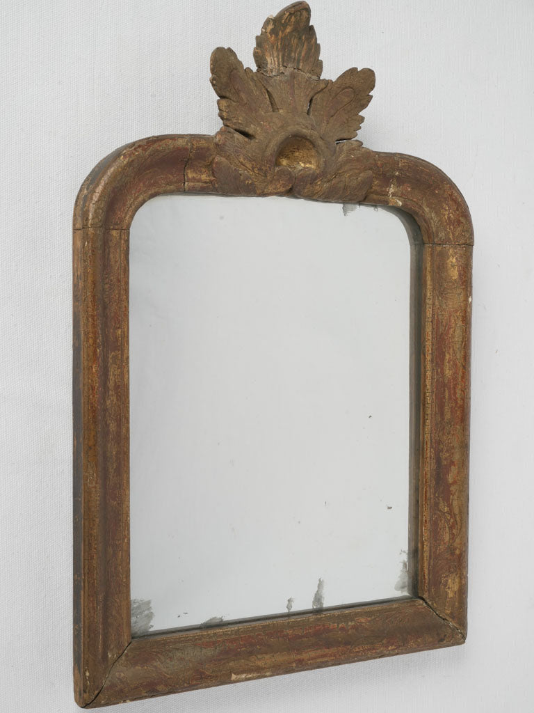 Antique, Timeworn Crested Wall Mirror