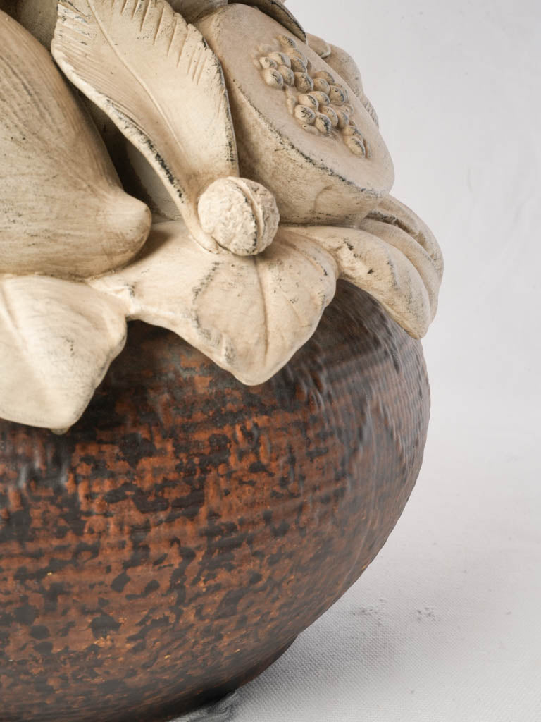 Terracotta Table Lamp by Chaumette w/ Exotic Fruit Cluster Dated 1977 - 26½"