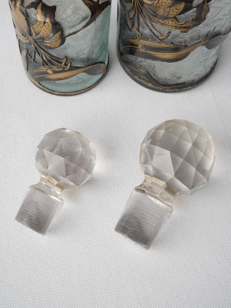 Botanical motif crystal bottles