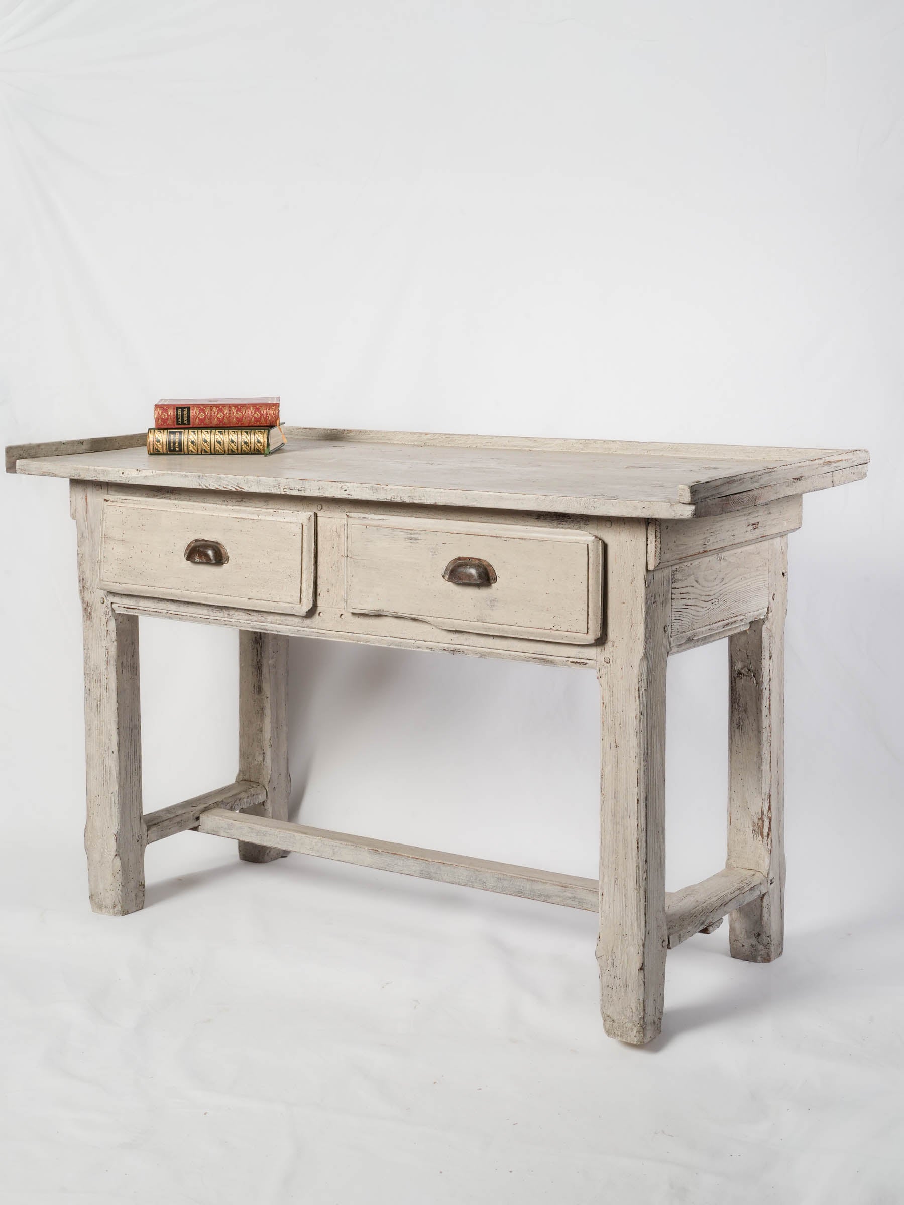 French Rustic White-Painted Florist’s or Potting Table, Early 20th Century - 31" x 50"