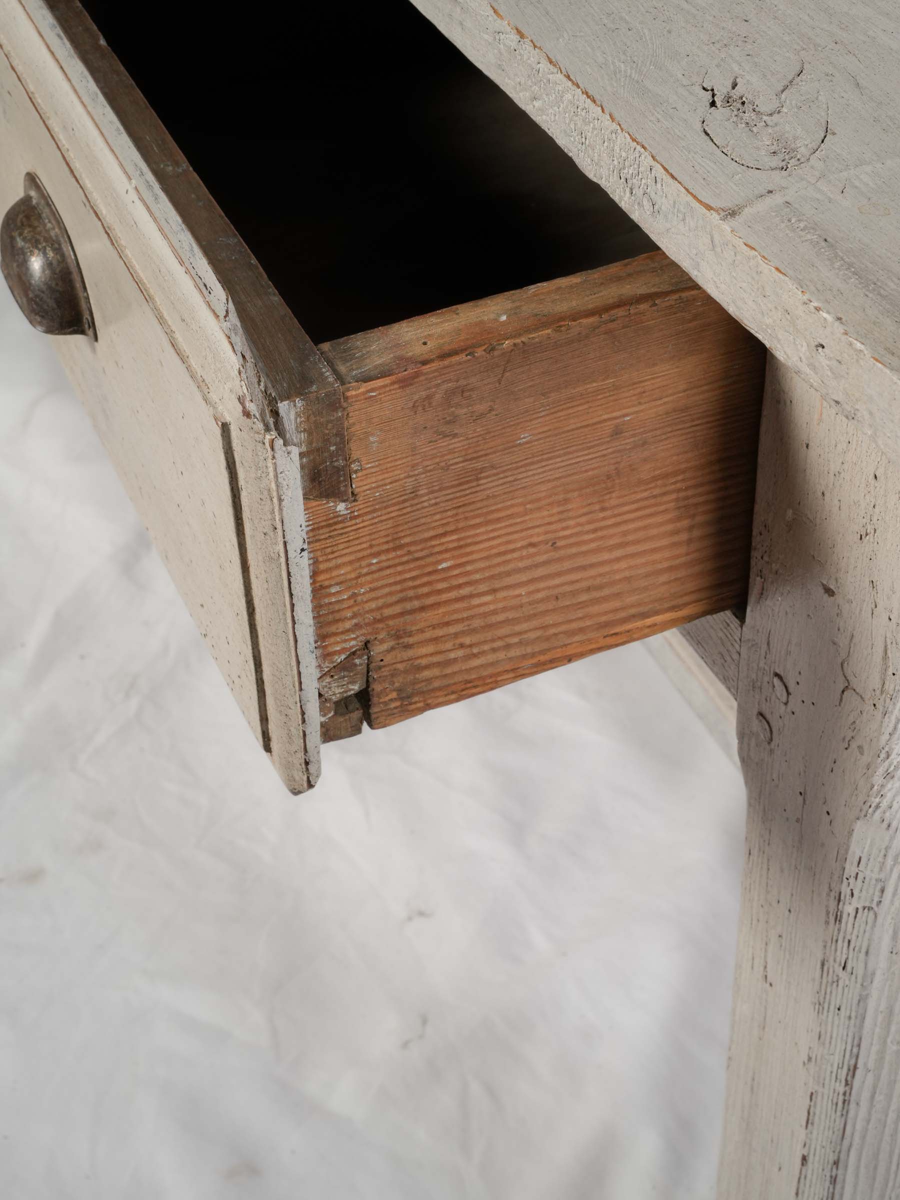 French Rustic White-Painted Florist’s or Potting Table, Early 20th Century - 31" x 50"