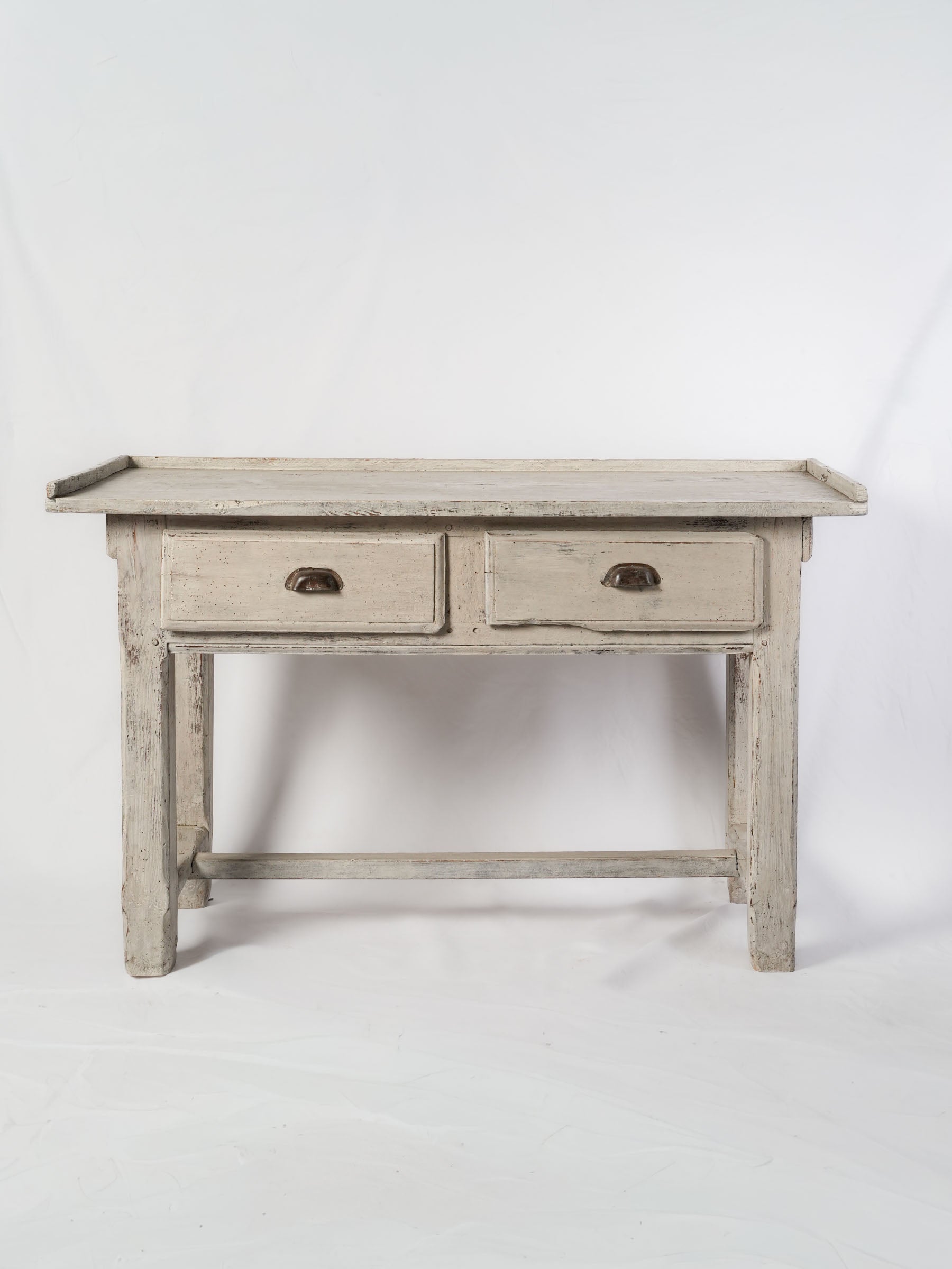 French Rustic White-Painted Florist’s or Potting Table, Early 20th Century - 31" x 50"