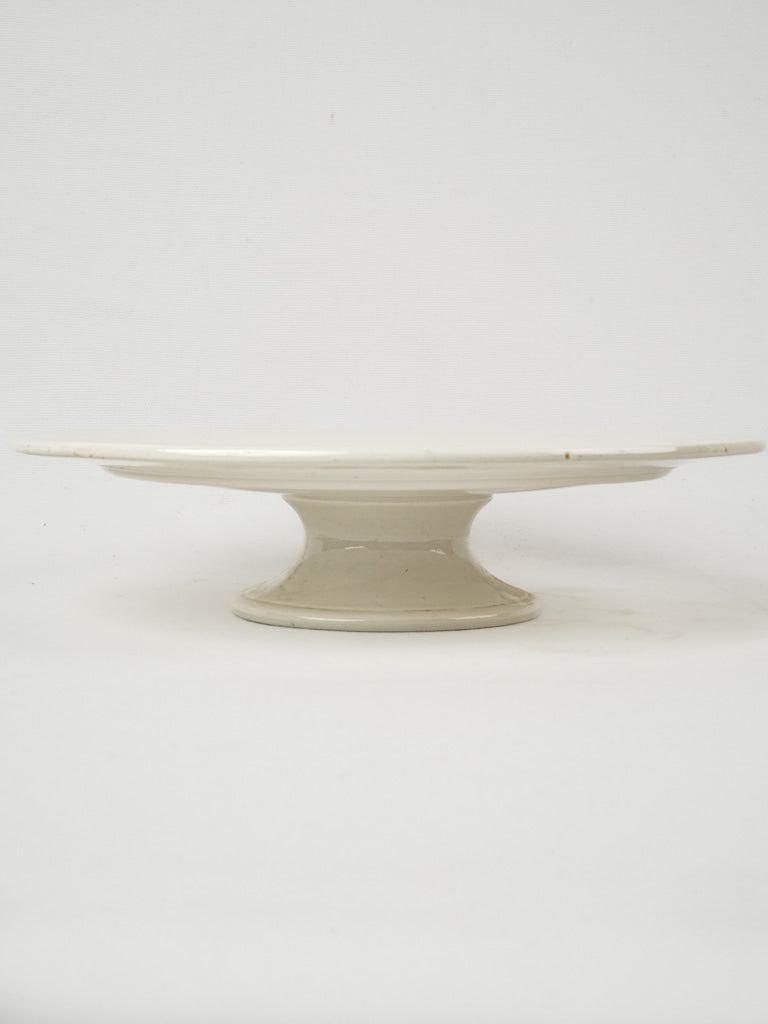Traditional white earthenware La Louvière cake stand