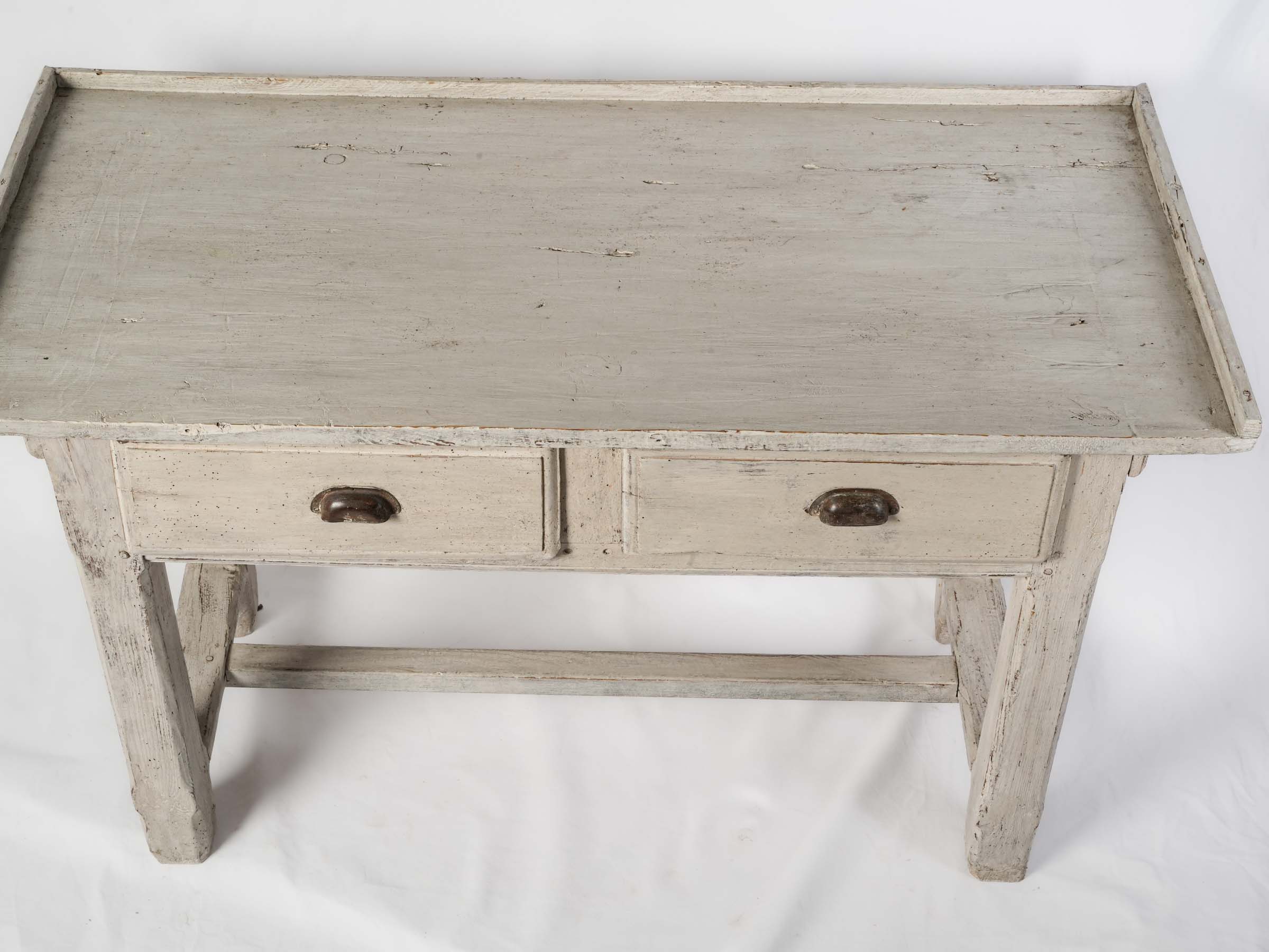 French Rustic White-Painted Florist’s or Potting Table, Early 20th Century - 31" x 50"