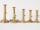 Collection of 5 Napoleon III brass candlesticks w/ levers 9½"