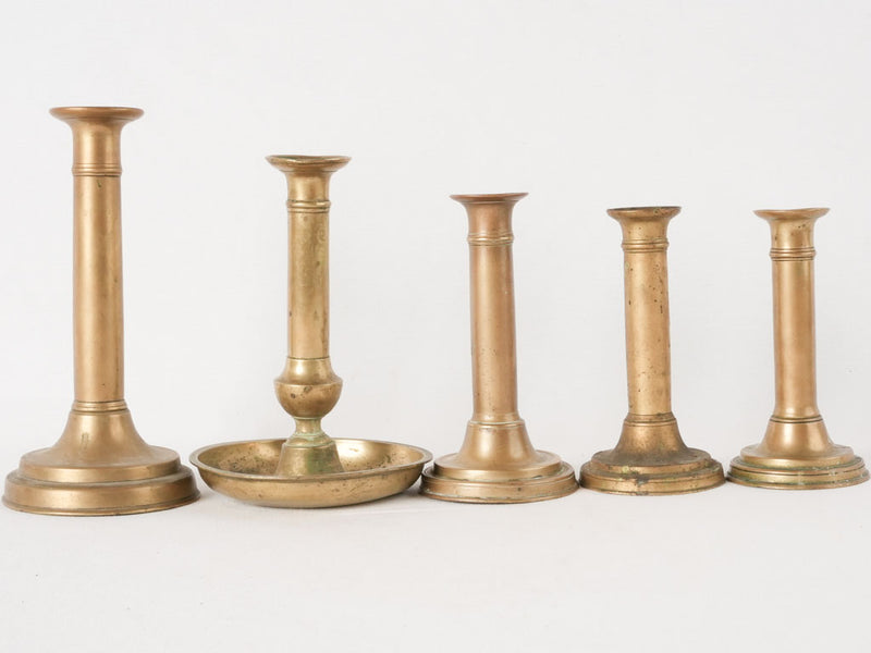Collection of 5 Napoleon III brass candlesticks w/ levers 9½ – Chez Pluie