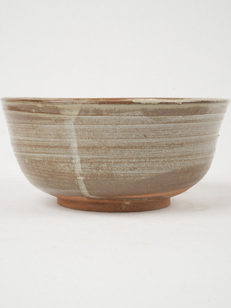 Charming vintage stoneware bowl, brown glaze
