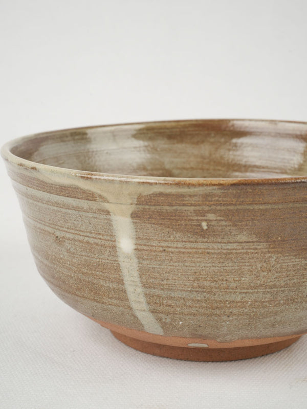 Vintage stoneware bowl, brown & cream