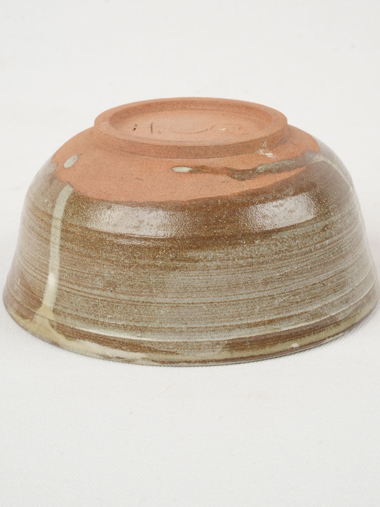 Elegant vintage brown-glazed stoneware bowl