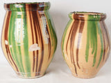 2 large yellow green & brown glazed planters 20¾"