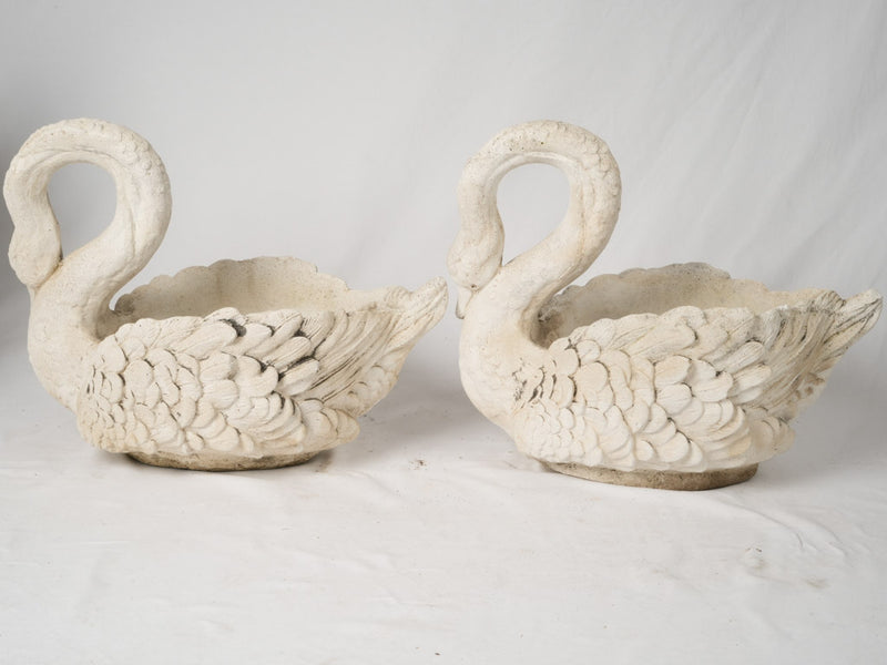 Decorative cast stone swan pot
