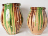 2 large yellow green & brown glazed planters 20¾"