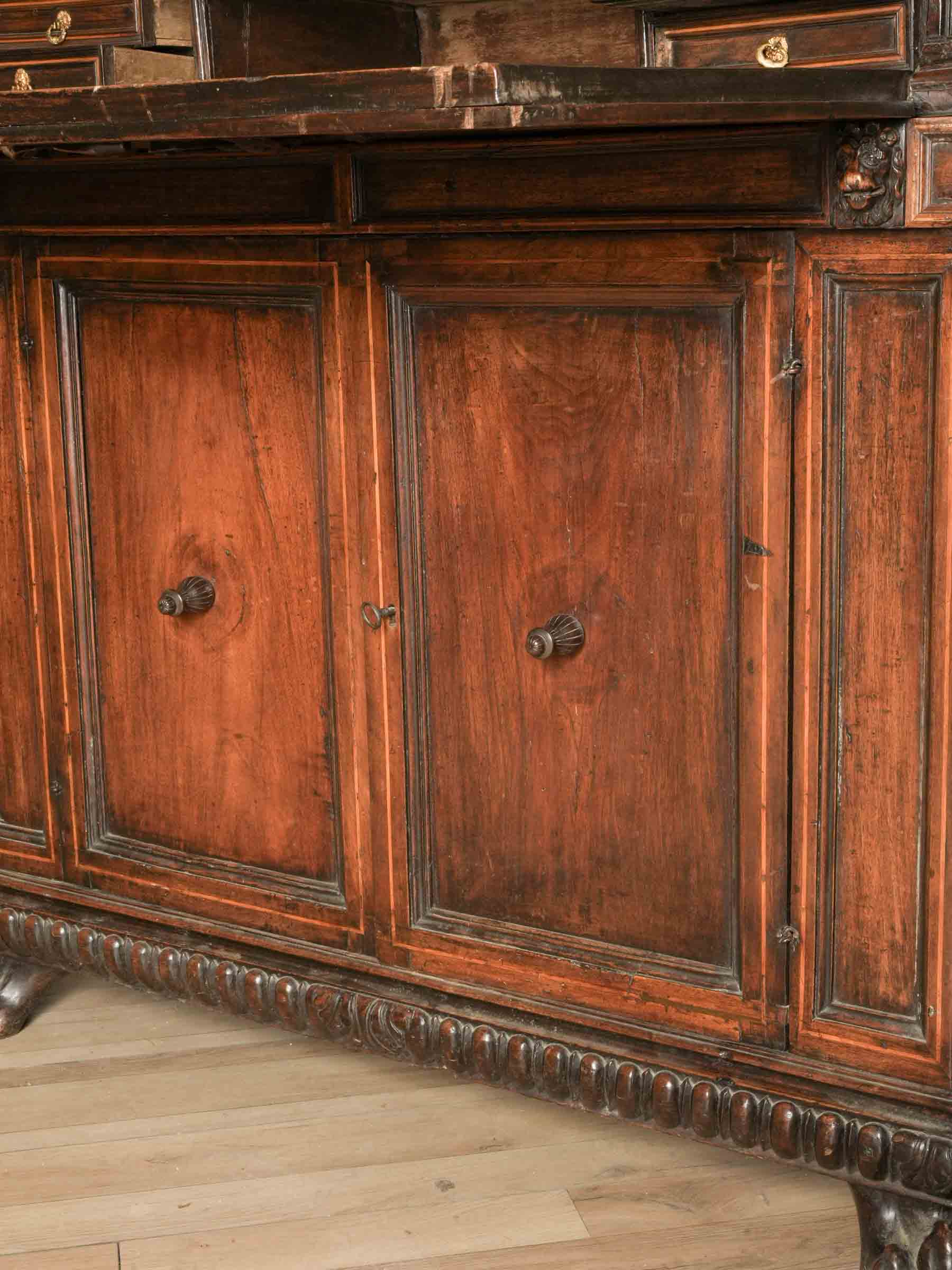 Superb 17th-Century Italian Walnut Traveling Secretary Cabinet - 66½" x 44"