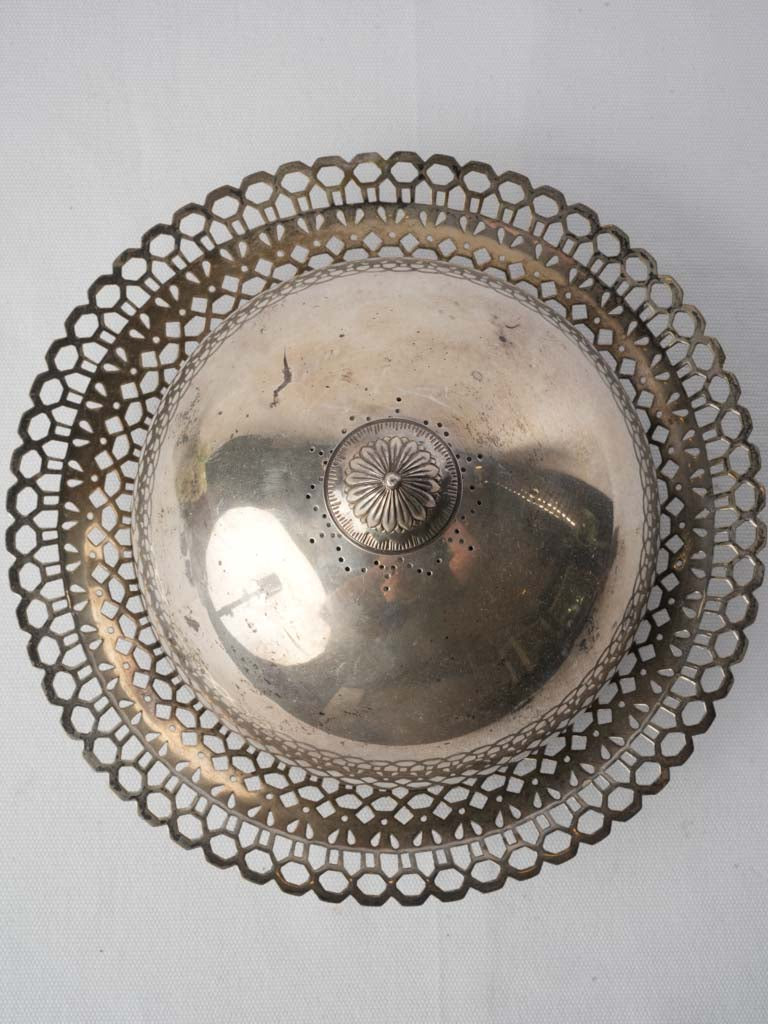 Antique Silver-Plated Cloche and Openwork Basket - 11½"