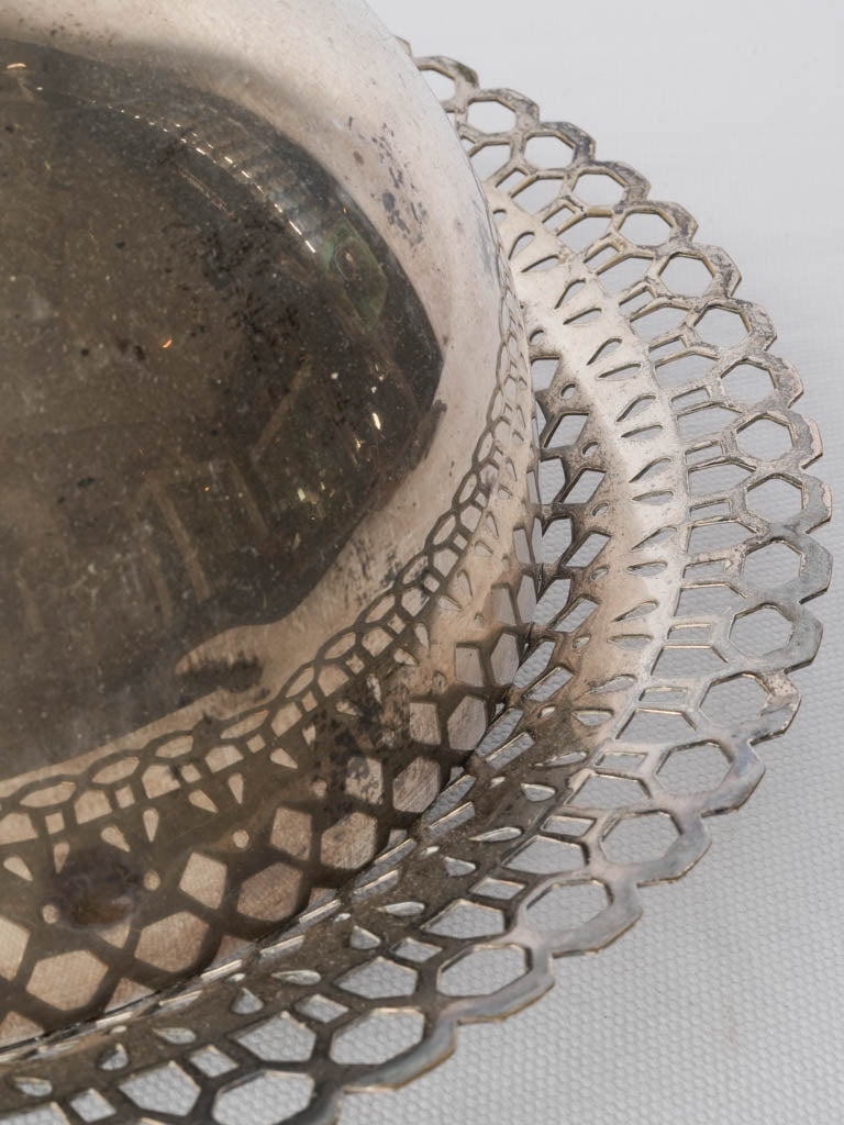 Antique Silver-Plated Cloche and Openwork Basket - 11½"