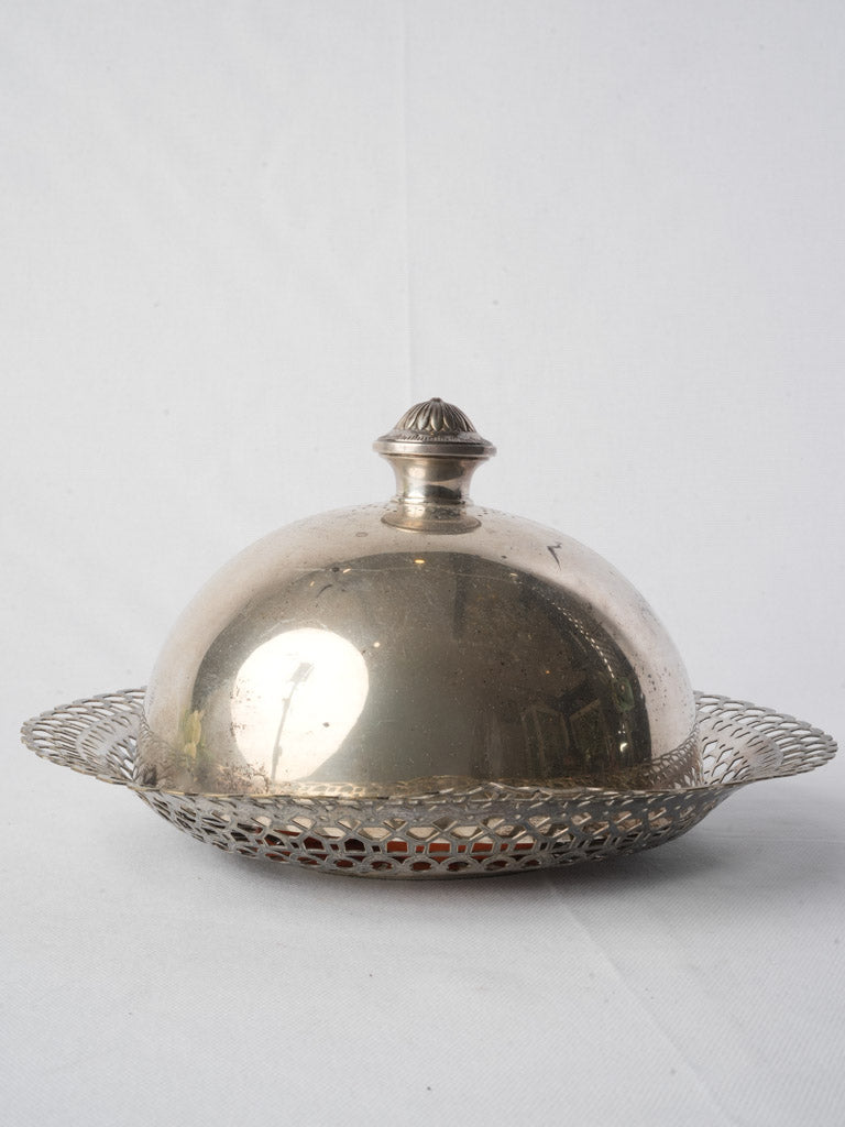 Antique Silver-Plated Cloche and Openwork Basket - 11½"
