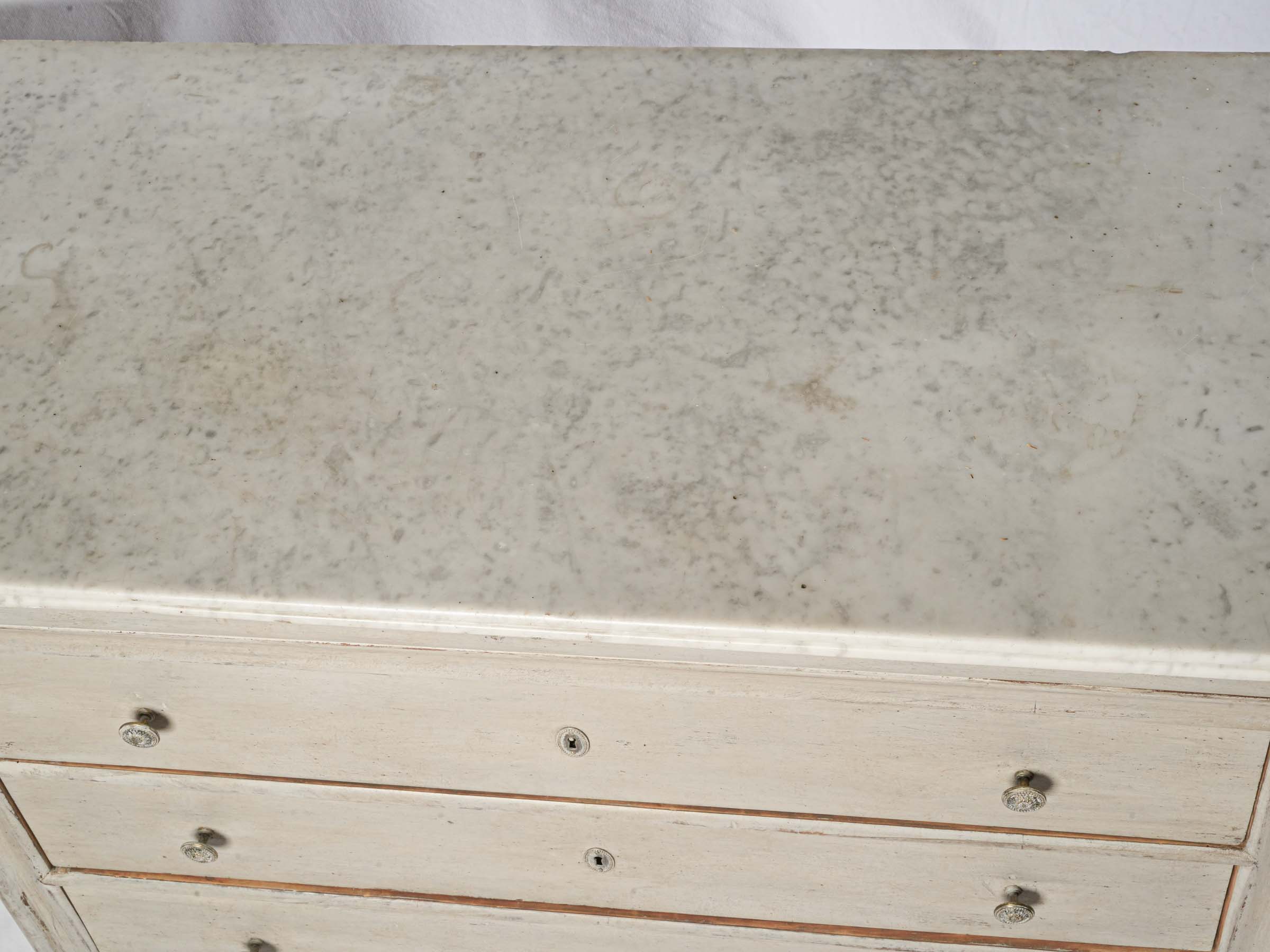 Louis Philippe White-Painted Walnut Commode w/ Marble Top, Mid-19th Century - 37½" x 48½"