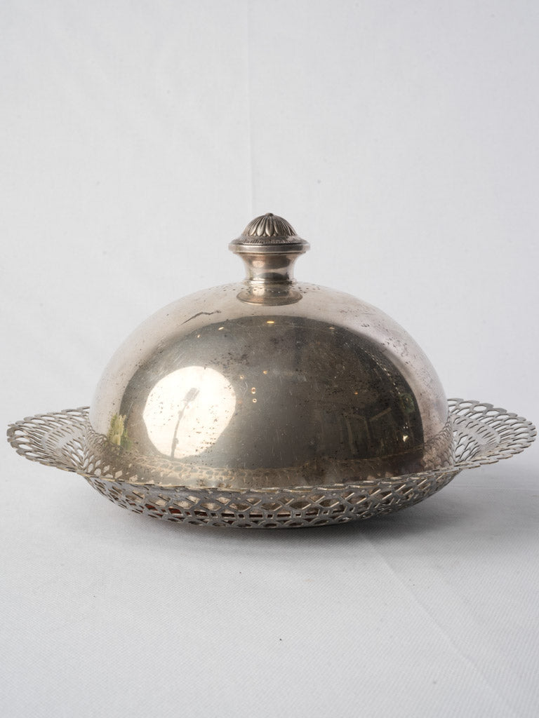 Antique Silver-Plated Cloche and Openwork Basket - 11½"