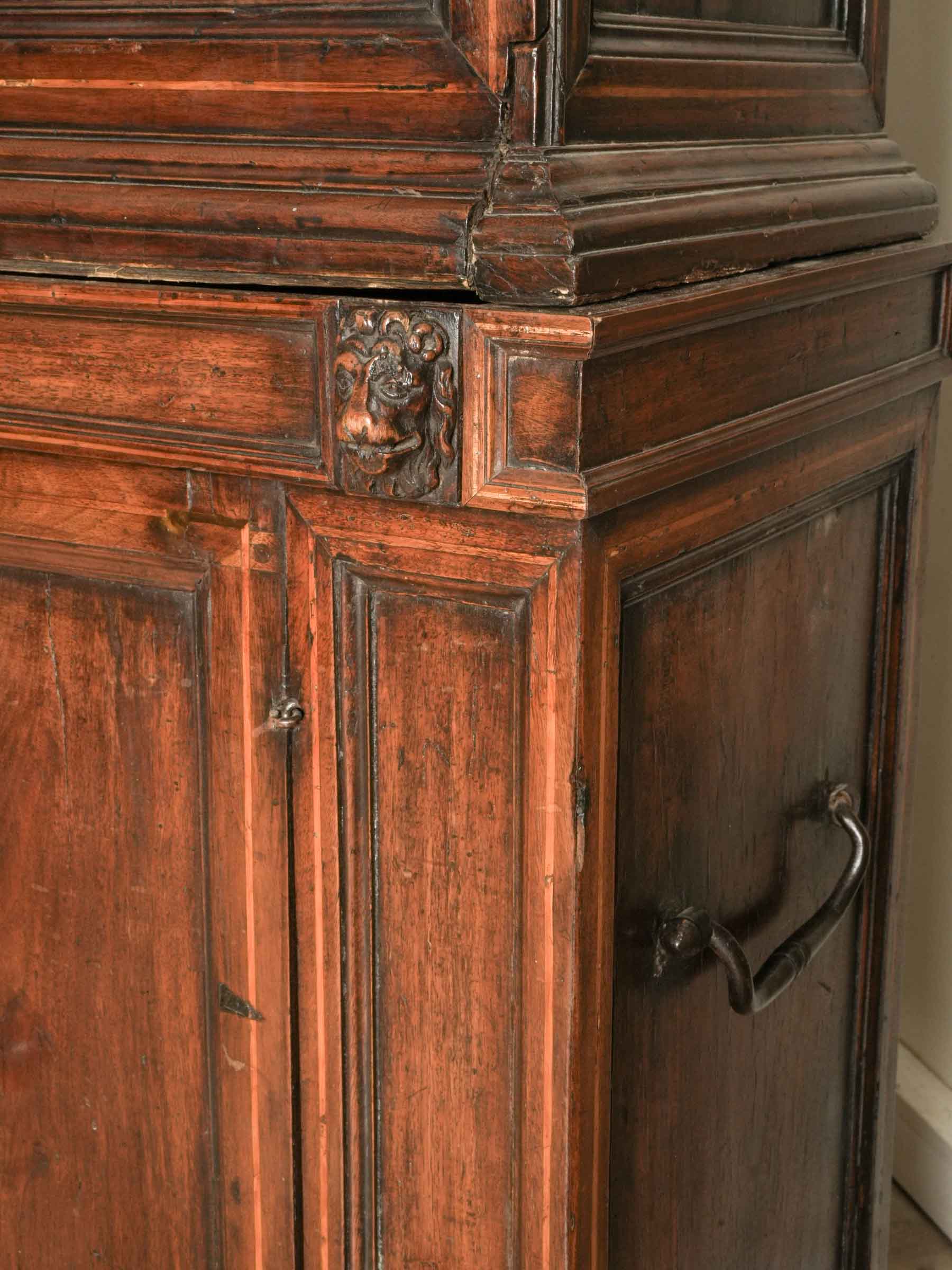 Superb 17th-Century Italian Walnut Traveling Secretary Cabinet - 66½" x 44"