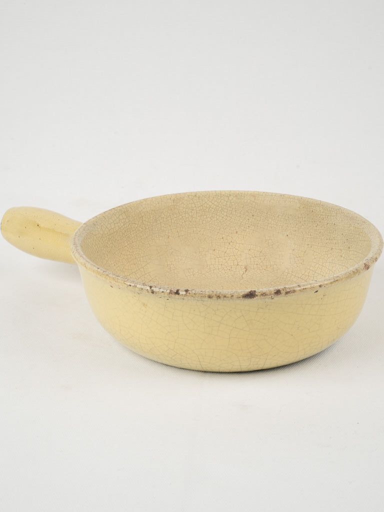 Charming antique French yellow earthenware casserole