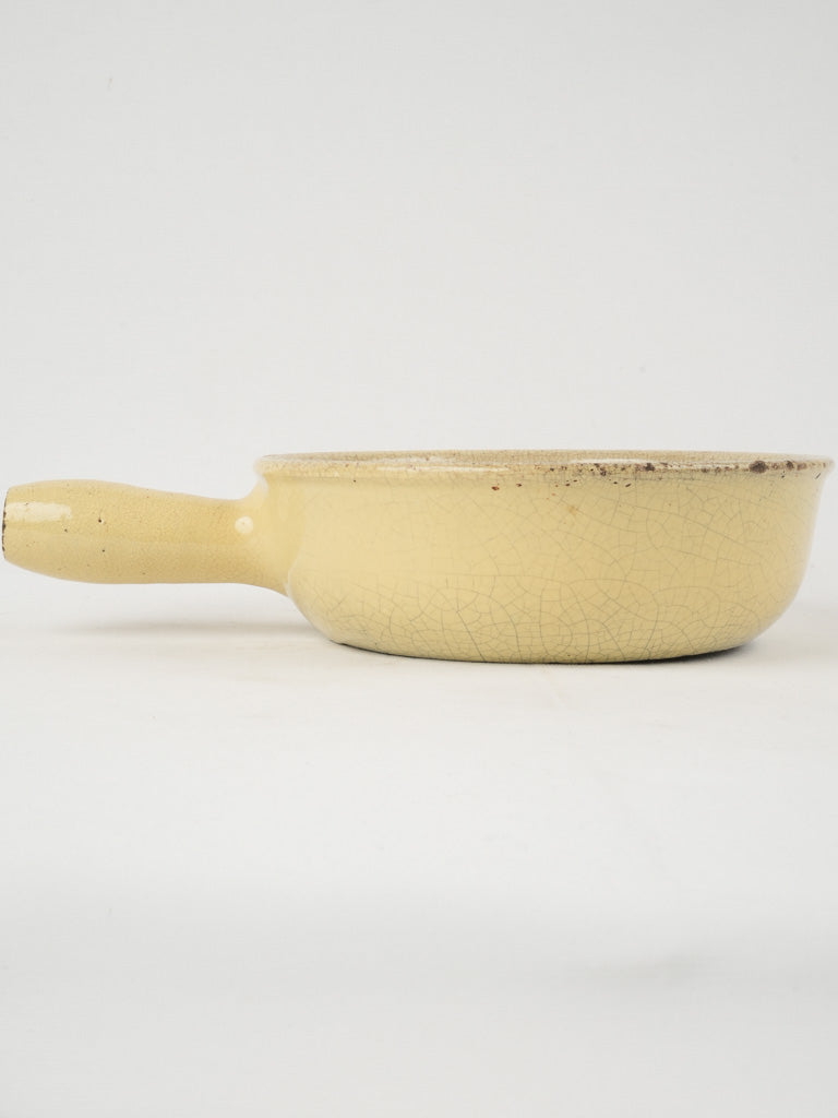 Pale yellow crackled glazed vintage casserole
