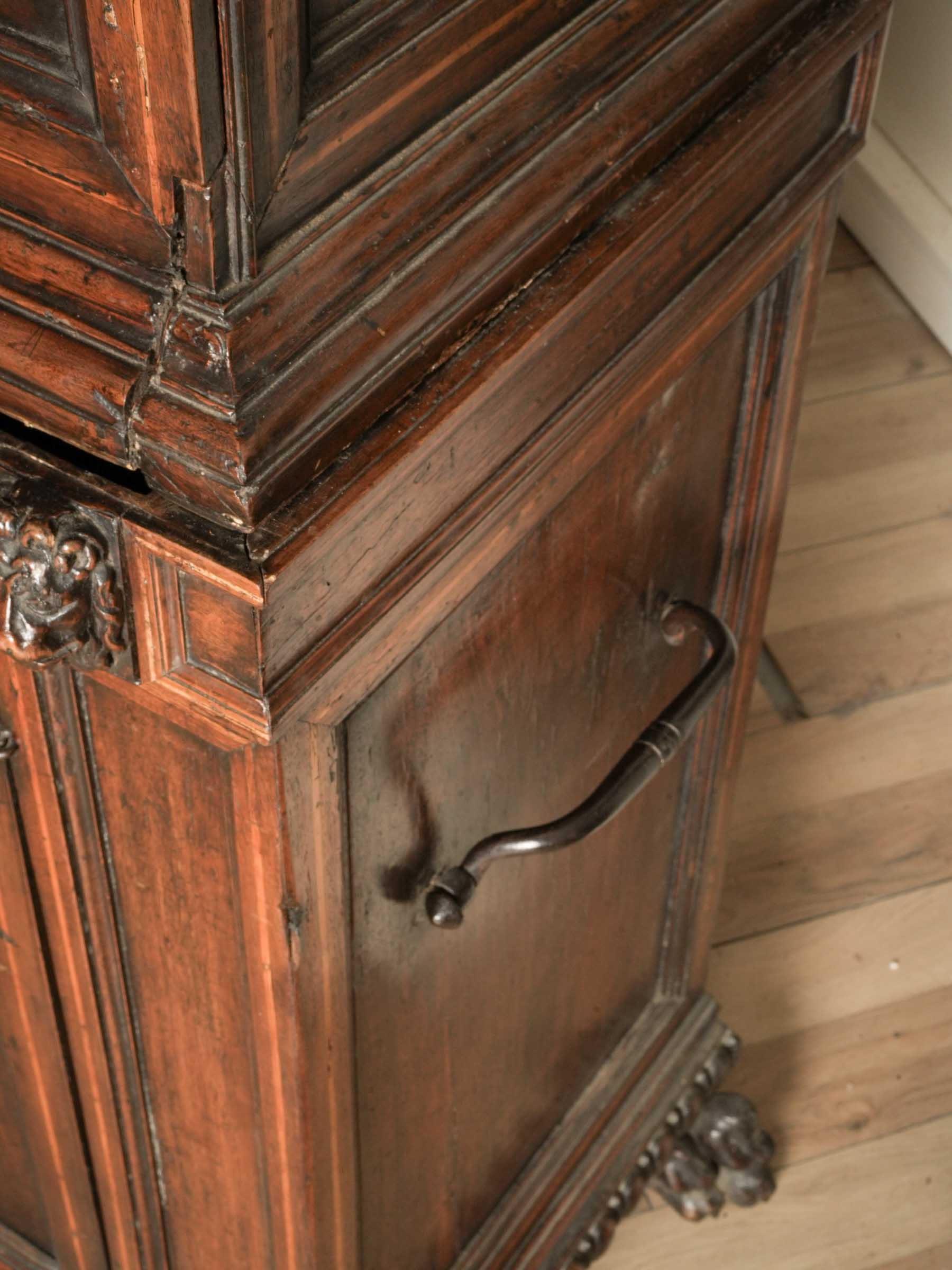 Superb 17th-Century Italian Walnut Traveling Secretary Cabinet - 66½" x 44"