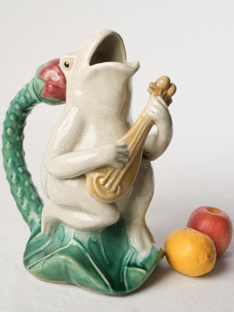 Whimsical Jug - Frog Serenading w/ Guitar c. 1950 - 13½"
