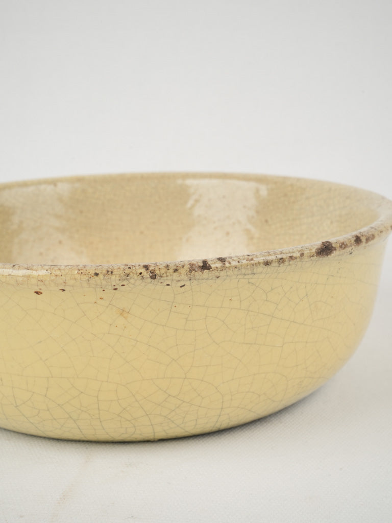 Charming antique yellow glazed warming bowl